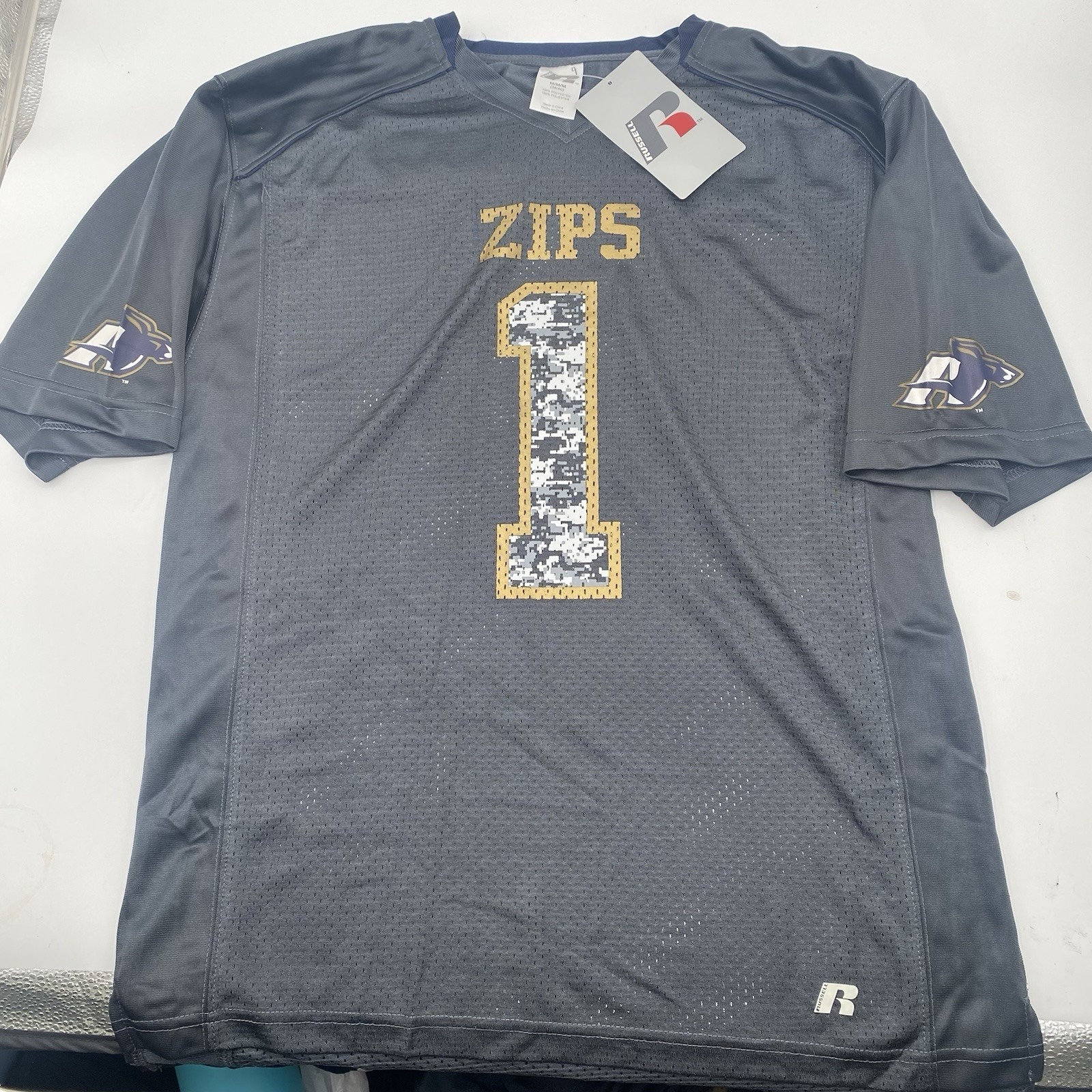 Akron Zips Football Jersey Russell Athletic Men Medium Black New Nwt
